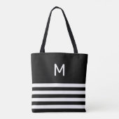 Tote Bag Monogramme sur bande noire et blanche (Dos)