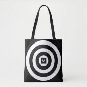Tote Bag Monogramme sur cercles noirs et blancs (Devant)