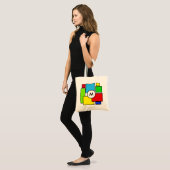 Tote Bag Monogramme sur des carrés multicolores (Devant (modèle))