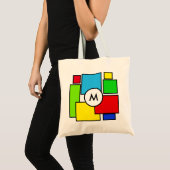 Tote Bag Monogramme sur des carrés multicolores (Devant (produit))