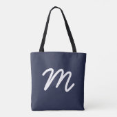 Tote Bag monogramme sur la mode bleu marine (Dos)