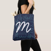 Tote Bag monogramme sur la mode bleu marine (De près)