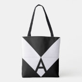 Tote Bag Monogramme sur Triangle Abstrait noir et blanc (Dos)