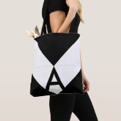 Tote Bag Monogramme sur Triangle Abstrait noir et blanc (De près)