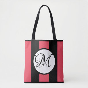 Tote Bag MONOGRAMME sur w/WATERMELON BLANC et rayures