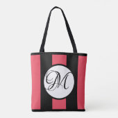 Tote Bag MONOGRAMME sur w/WATERMELON BLANC et rayures (Dos)