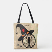 Tote Bag Monogramme T Araignées à sorcières nuageuses Nom T (Dos)