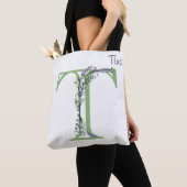 Tote Bag Monogramme T Lavande Eucalyptus (De près)
