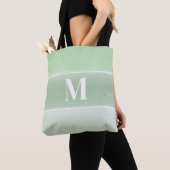 Tote Bag Monogramme Tendance Initiale Design Vert Grandes (De près)