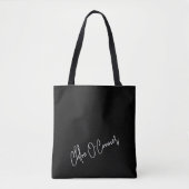 Tote Bag Monogramme tendance Nom de script noir blanc (Devant)