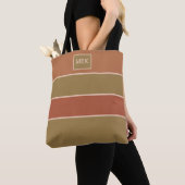 Tote Bag Monogramme Terracotta Brûlé Orange Vert olive (De près)