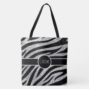 Tote Bag Monogramme Tiger Bande Argent Parties scintillant 