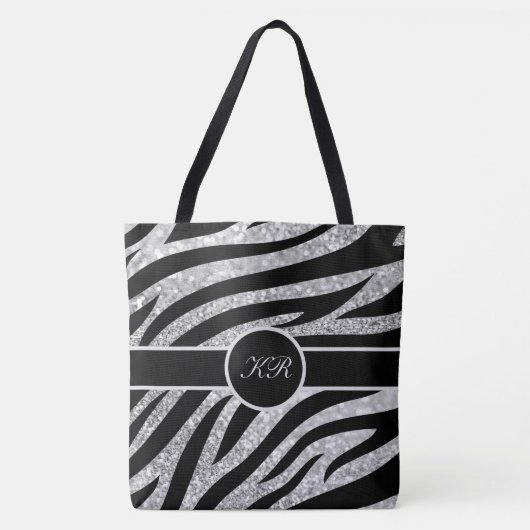 Tote Bag Monogramme Tiger Bande Argent Parties scintillant  (Devant)