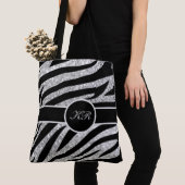 Tote Bag Monogramme Tiger Bande Argent Parties scintillant  (De près)