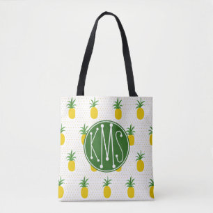 Tote Bag Monogramme tropical d'or des ananas