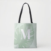 Tote Bag Monogramme Tropical Green Palm Feuilles (Devant)