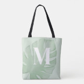 Tote Bag Monogramme Tropical Green Palm Feuilles (Dos)