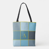 Tote Bag Monogramme turquoise géométrique (Dos)