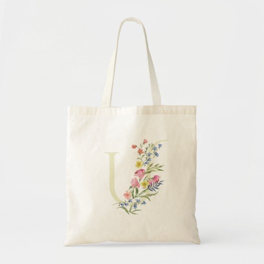 Tote Bag monogramme U fleurs de mariage printemps Shower de (Devant)