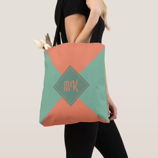 Tote Bag Monogramme vert chic (De près)