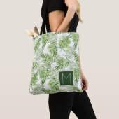 Tote Bag Monogramme vert des palmettes | (De près)