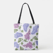 Tote Bag Monogramme vert en pastel floral lilas de lavande (Dos)
