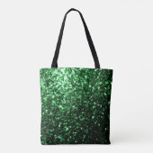 Tote Bag Monogramme vert foncé faux parties scintillant sci (Dos)