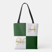 Tote Bag Monogramme vert moderne élégant élégant Fourre-tou (Dos)