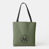 Tote Bag Monogramme vert olive moderne minimal (Dos)