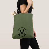 Tote Bag Monogramme vert olive moderne minimal (De près)