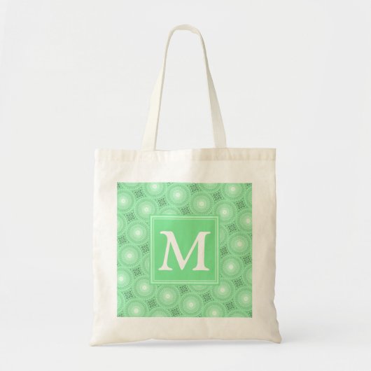 Tote Bag Monogramme vert ressort cercles motif (Devant)