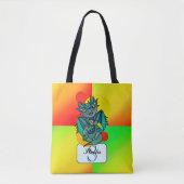 Tote Bag Monogramme vert vif (Devant)