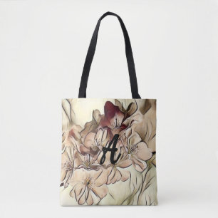 Tote Bag Monogramme Vintage cerisier brun dessin