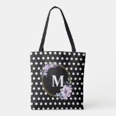 Tote Bag Monogramme Vintage Fleurs  Pois (Dos)