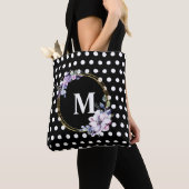 Tote Bag Monogramme Vintage Fleurs  Pois (De près)