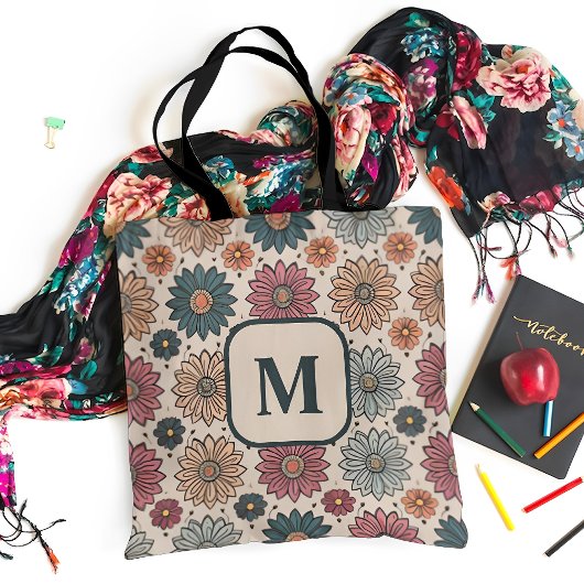 Tote Bag Monogramme vintage Floral