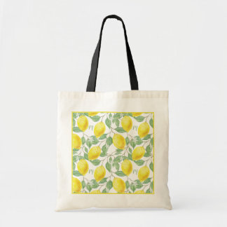 Tote Bag Monogramme Vintage Fruits de citron Feuilles et fl
