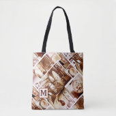 Tote Bag Monogramme Vintage Paris Café Aquarelle Collage (Devant)