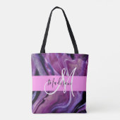 Tote Bag Monogramme Violet Abstrait Brillant Texture Rose (Dos)