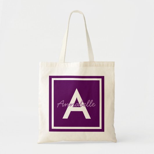 Tote Bag Monogramme violet personnalisé (Devant)