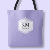 Tote Bag Monogramme violet simple Nom personnalisé moderne