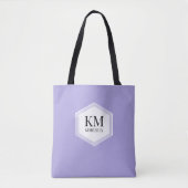 Tote Bag Monogramme violet simple Nom personnalisé moderne (Devant)