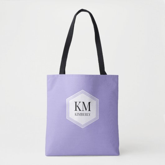 Tote Bag Monogramme violet simple Nom personnalisé moderne (Devant)