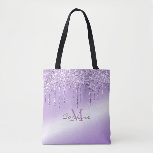 Tote Bag Monogramme Violet violet Parties scintillant de sé (Devant)