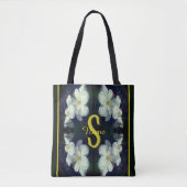 Tote Bag Monogramme Votre Nom Initial Clématite Art Floral (Devant)