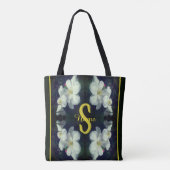 Tote Bag Monogramme Votre Nom Initial Clématite Art Floral (Dos)