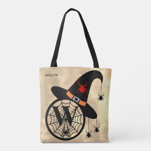 Tote Bag Monogramme W Cloud Sky Witch Spiders Nom (Dos)