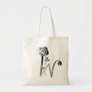 Tote Bag Monogramme W manuscrit avec Rose