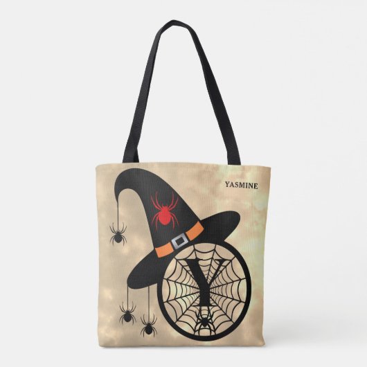 Tote Bag Monogramme Y Cloud Sky Witch Spiders Nom Tout-En (Dos)