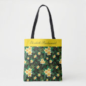 Tote Bag Monogramme Yellow Green Floral Botanique (Devant)